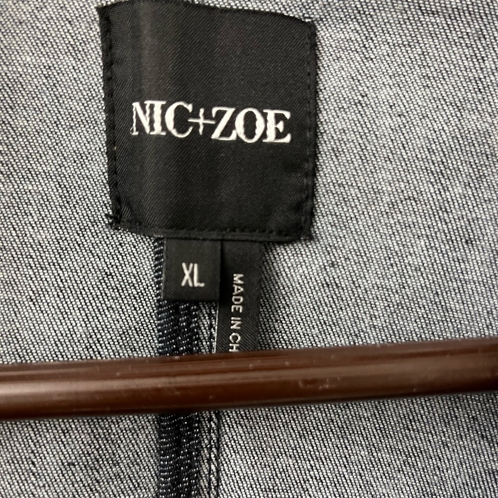 NIC+ZOE Blue Jean Jacket with Moto Style and Asymmetrical Zipper - Picture 4 of 4